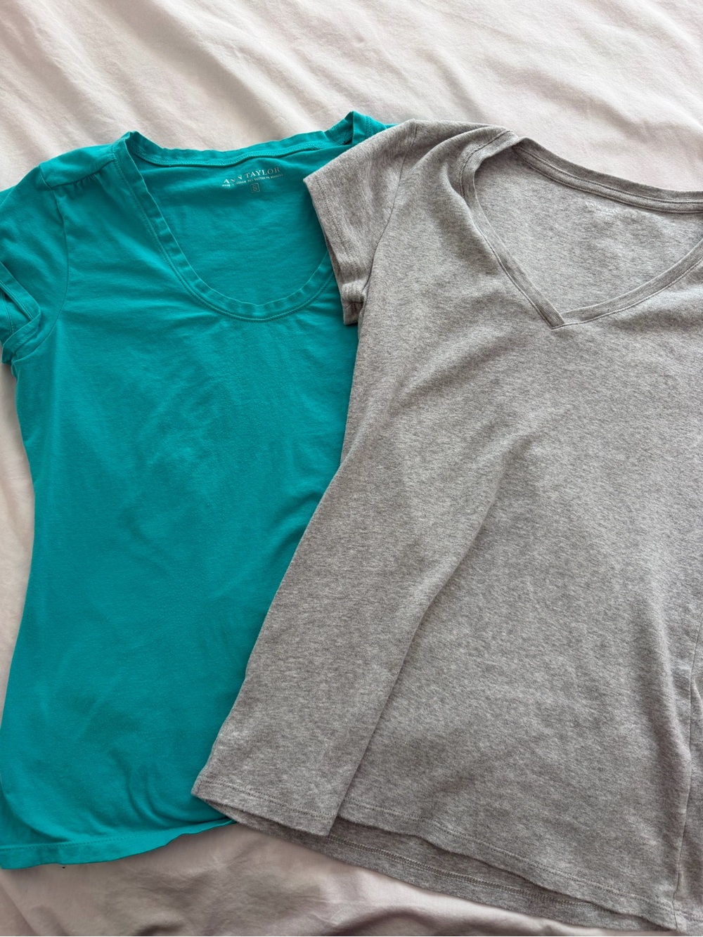 Ann Taylor 2' Tees - Teal and Gray Short Sleeve Tops